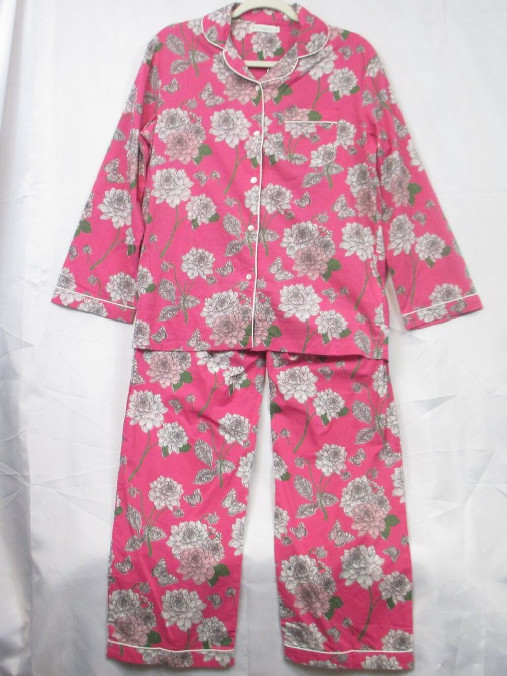 Mahogany Womens S Pink Floral Printed Pajama Sleepwear Set 100% Cotton Crisp